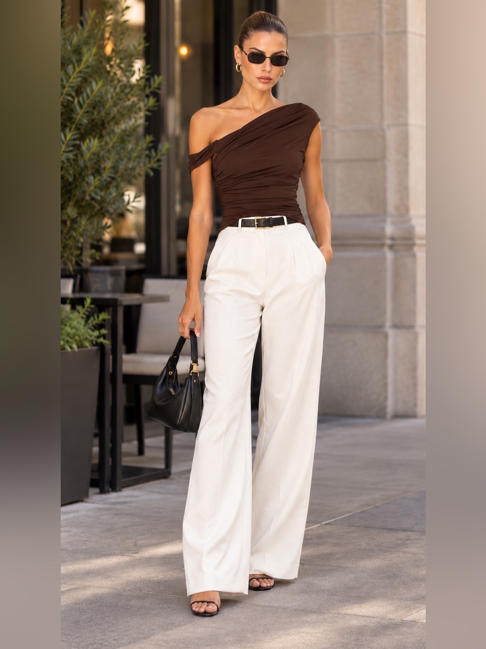CAMILA COELHO Asymmetrical Top - Brown